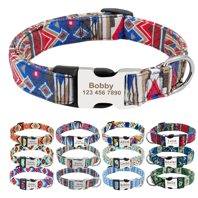 Personalisierte Nylon-Hundehalsband mit graviertem ID-Plättchen