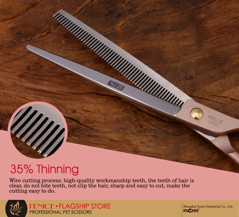Professional 3-Piece Dog Grooming Scissors Set — Straight, Thinning & Curved