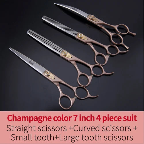 Professional 3-Piece Dog Grooming Scissors Set — Straight, Thinning & Curved