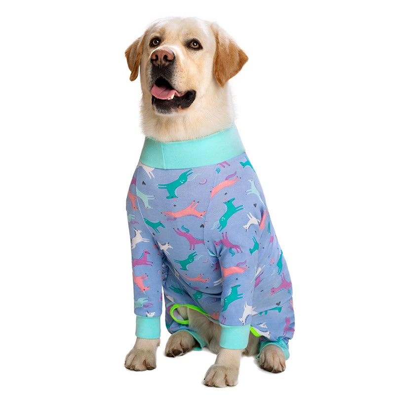 Cartoon Print Cotton Pajamas for Medium and Large Dogs
