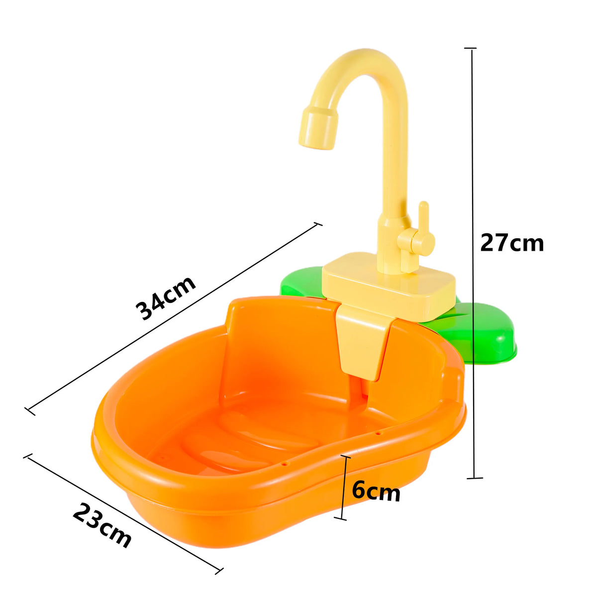 Yellow automatic parrot shower and bird bath basin with an orange tray