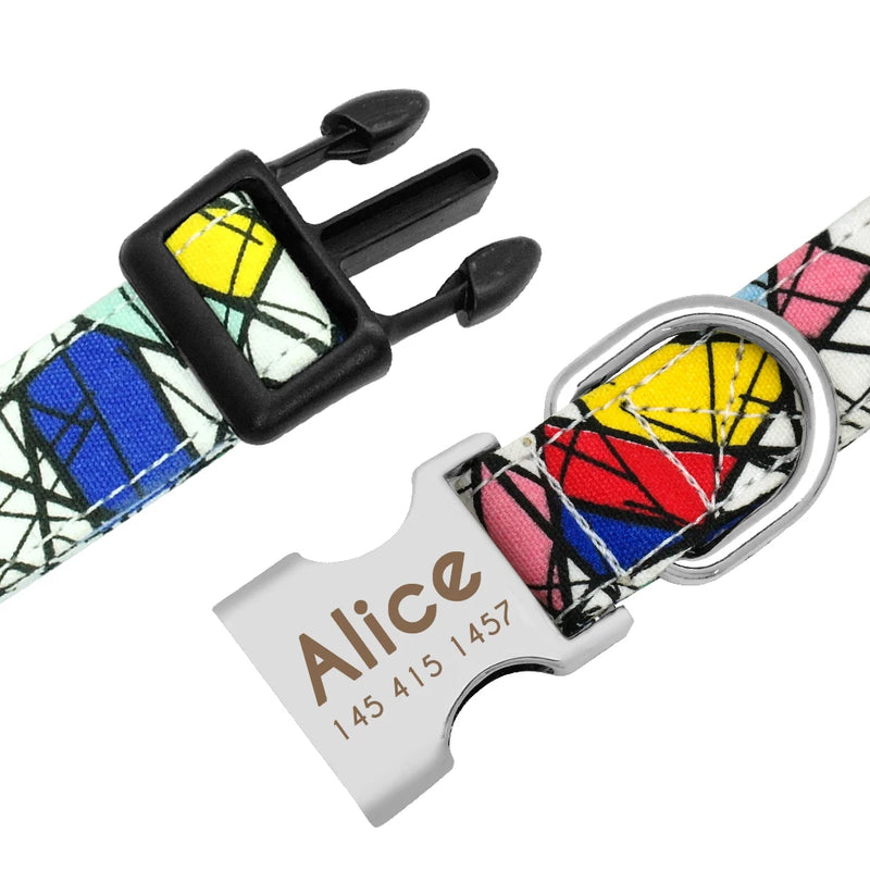 Personalisierte Nylon-Hundehalsband mit graviertem ID-Plättchen