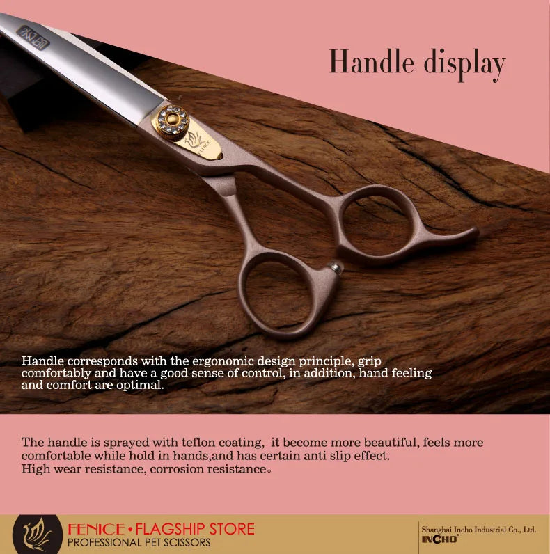 Professional 3-Piece Dog Grooming Scissors Set — Straight, Thinning & Curved