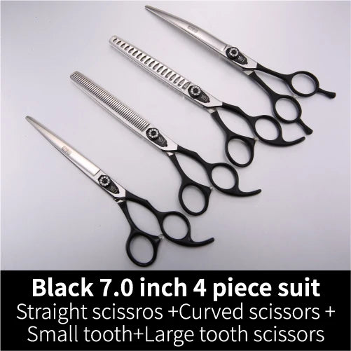 Professional 3-Piece Dog Grooming Scissors Set — Straight, Thinning & Curved