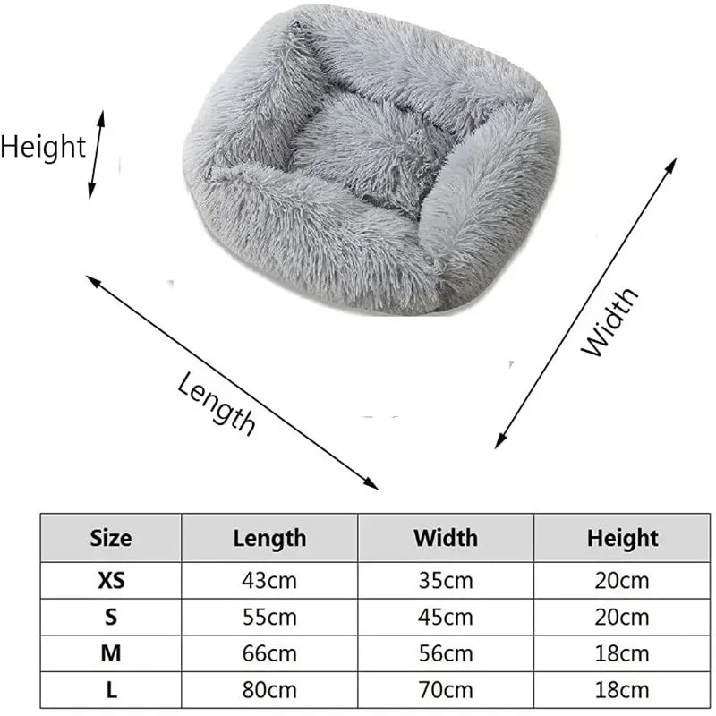 Lit carré en peluche de luxe pour chien