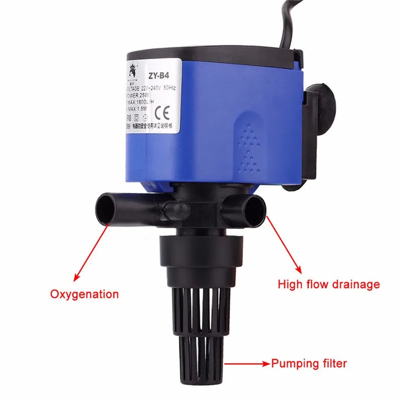 3-in-1 Aquarium Filter Pump with Oxygenation and Water Circulation