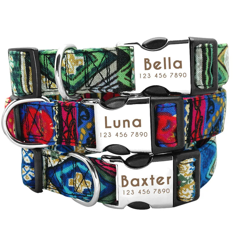 Personalisierte Nylon-Hundehalsband mit graviertem ID-Plättchen