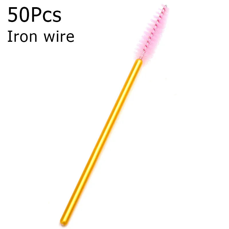 Disposable Eyelash Brushes (50-Pack) — Mascara Wand & Eyebrow Grooming Spoolies