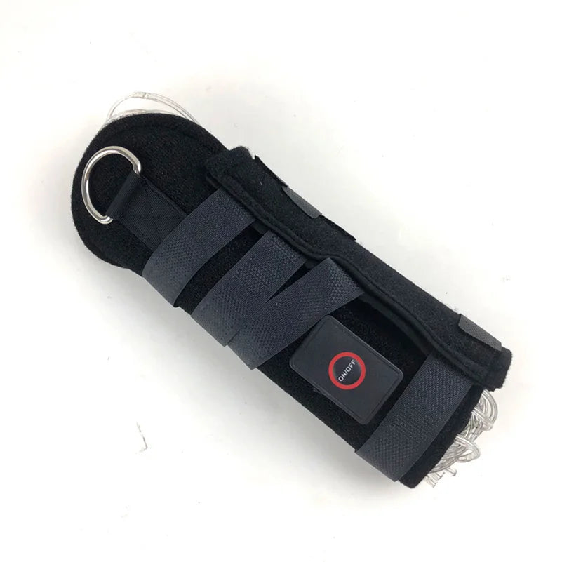 Black rechargeable LED horse tail light with a clip and wires.