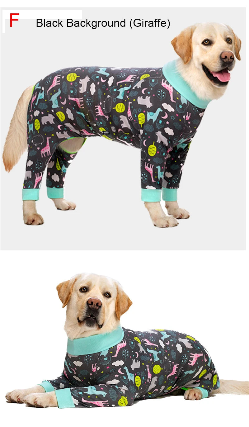 Cartoon Print Cotton Pajamas for Medium and Large Dogs