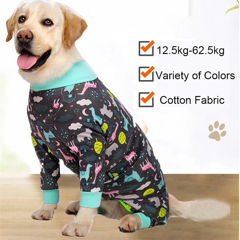 Cartoon Print Cotton Pajamas for Medium and Large Dogs