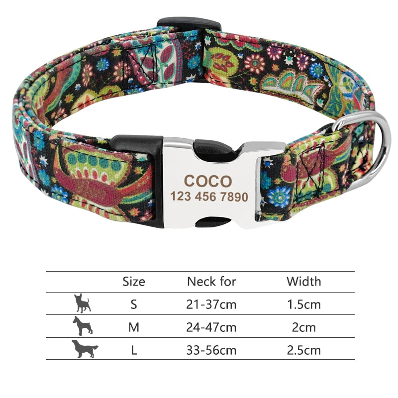 Personalisierte Nylon-Hundehalsband mit graviertem ID-Plättchen