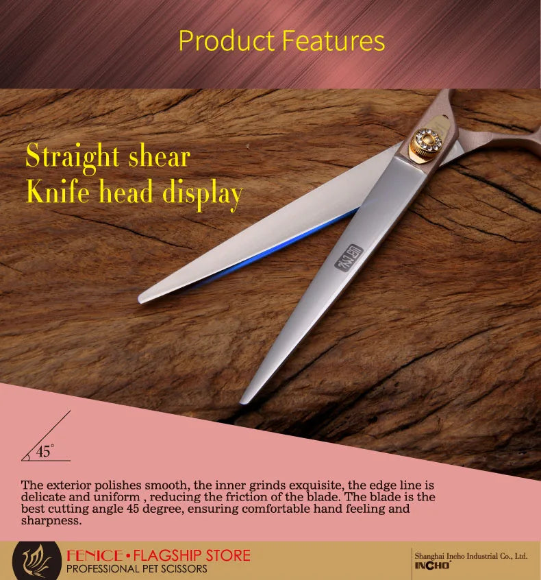 Professional 3-Piece Dog Grooming Scissors Set — Straight, Thinning & Curved