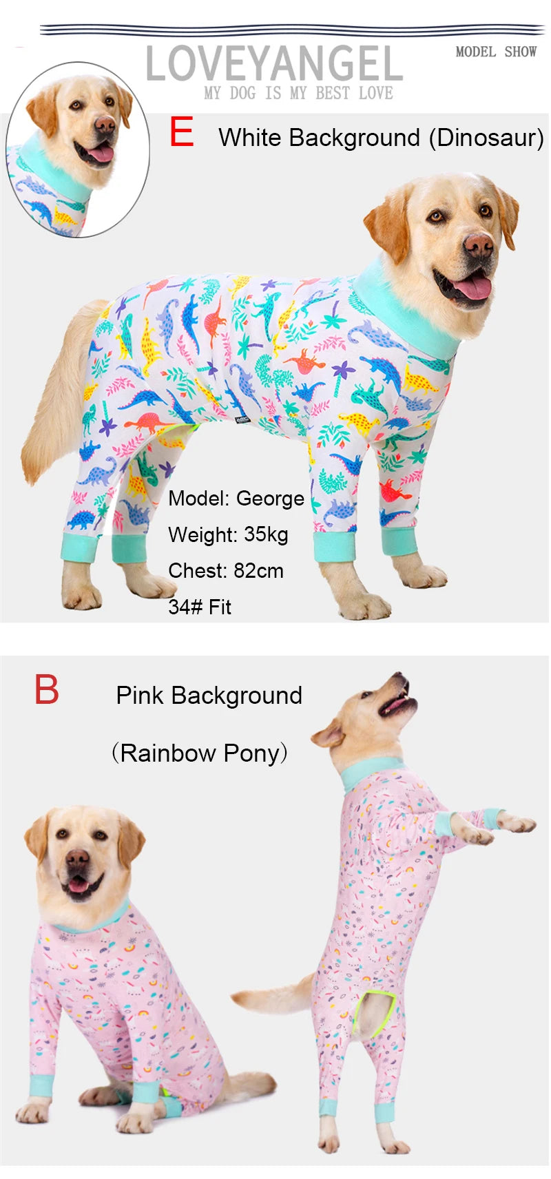 Cartoon Print Cotton Pajamas for Medium and Large Dogs