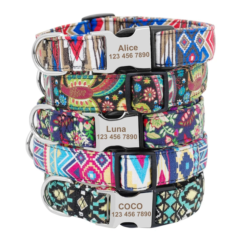 Personalisierte Nylon-Hundehalsband mit graviertem ID-Plättchen