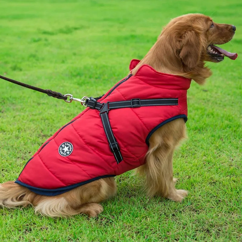Winter Waterproof Dog Harness Jacket for Large Breeds