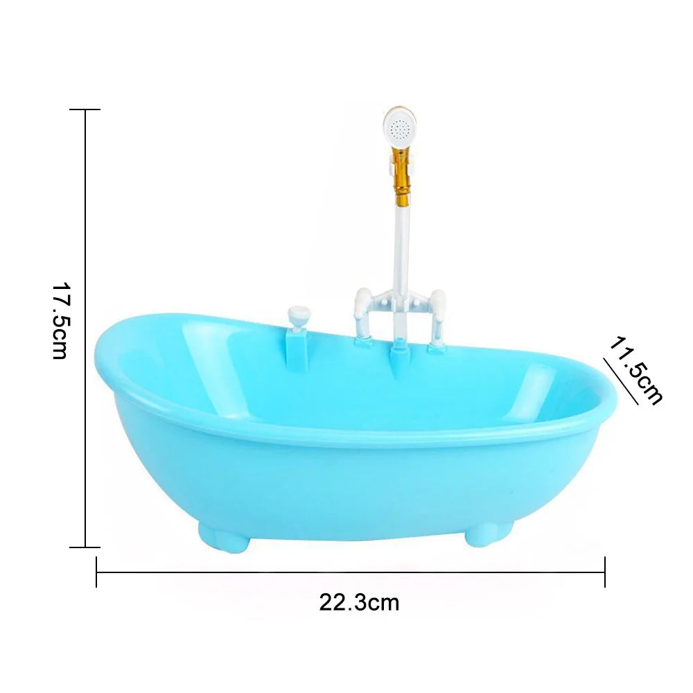 Miniature Bathroom Playset with Bathtub for Fashion Dolls