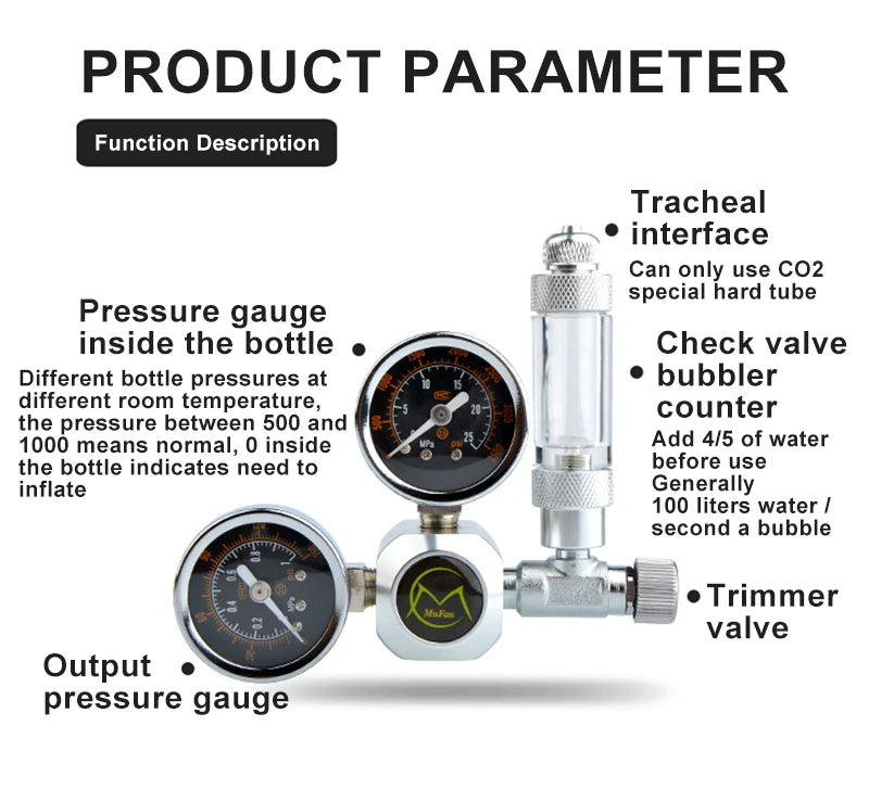 Aquarium CO2 Regulator Kit with Solenoid and Dual Gauges