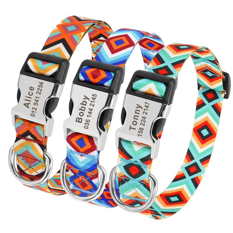 Personalisierte Nylon-Hundehalsband mit graviertem ID-Plättchen
