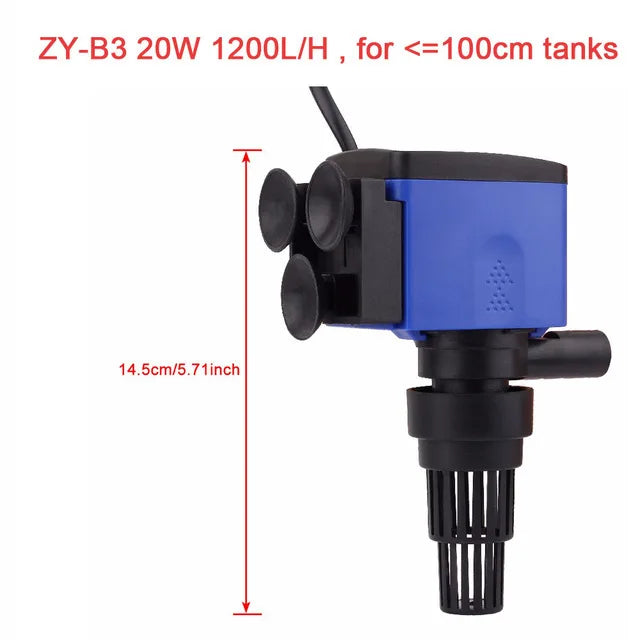 3-in-1 Aquarium Filter Pump with Oxygenation and Water Circulation