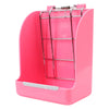 Râtelier à foin rose pour lapin avec grille métallique pour un entretien propre de la cage.