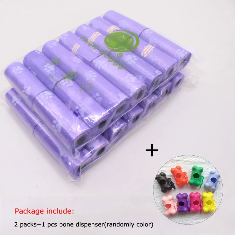 Paw Print Dog Poop Bags with Dispenser