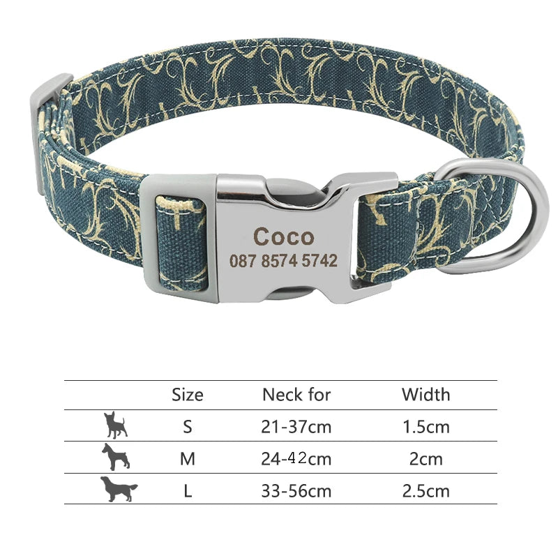 Personalisierte Nylon-Hundehalsband mit graviertem ID-Plättchen