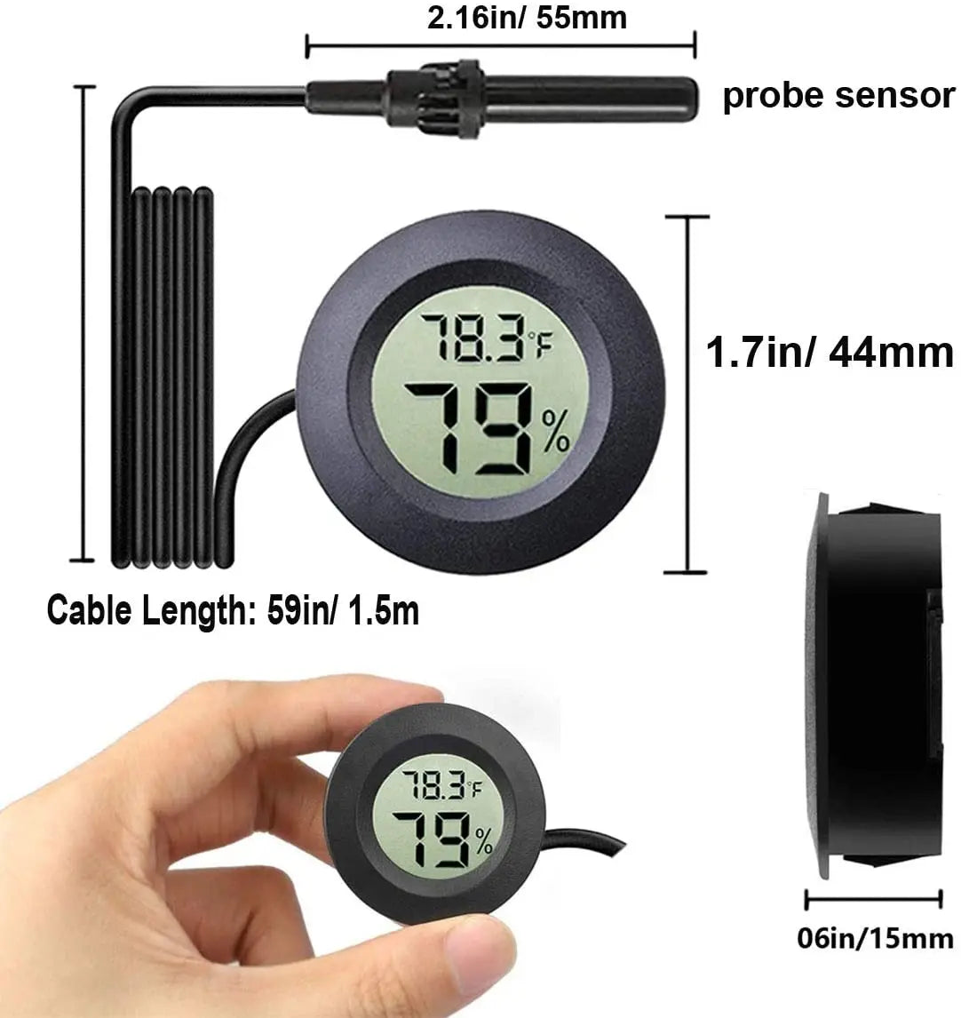 Digital Thermometer and Hygrometer for Reptile Terrariums