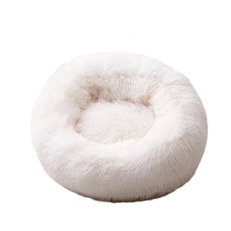 Extra large plush round pet bed with anti-slip base for dogs and cats