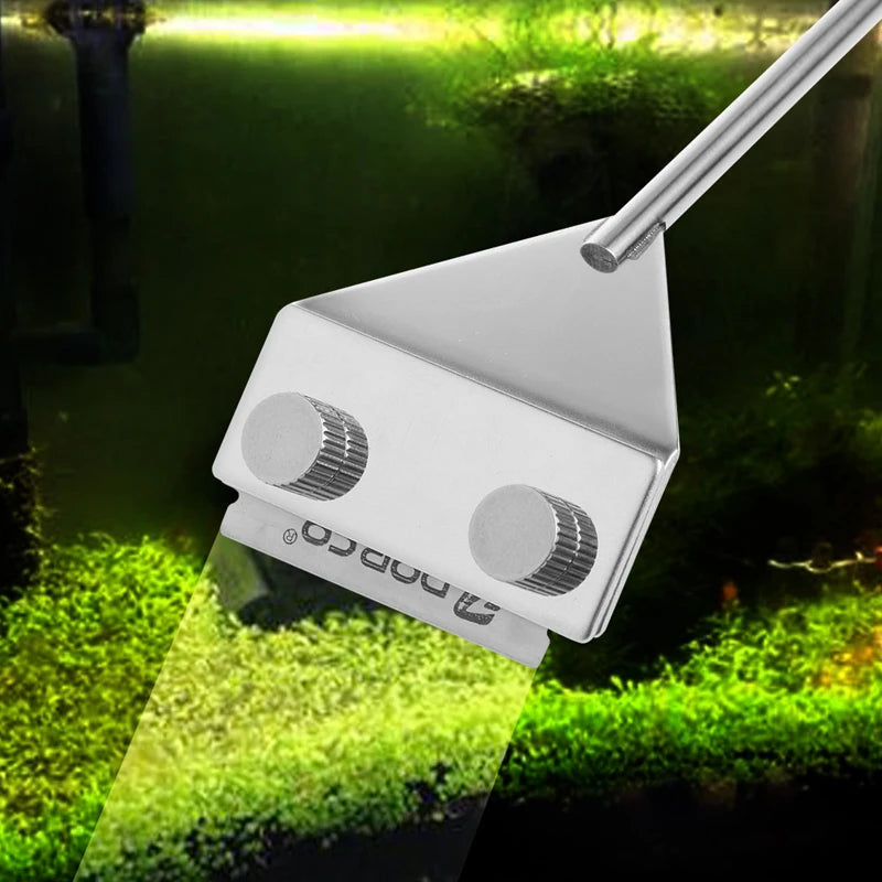 Stainless Steel Aquarium Glass Scraper with Extension Arm