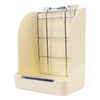 Étagère à foin pour lapin beige avec grille métallique et plateau coulissant pour l'entretien de la cage.