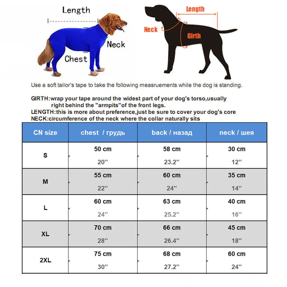 4-Leg Dog Recovery & Anxiety Calming Onesie