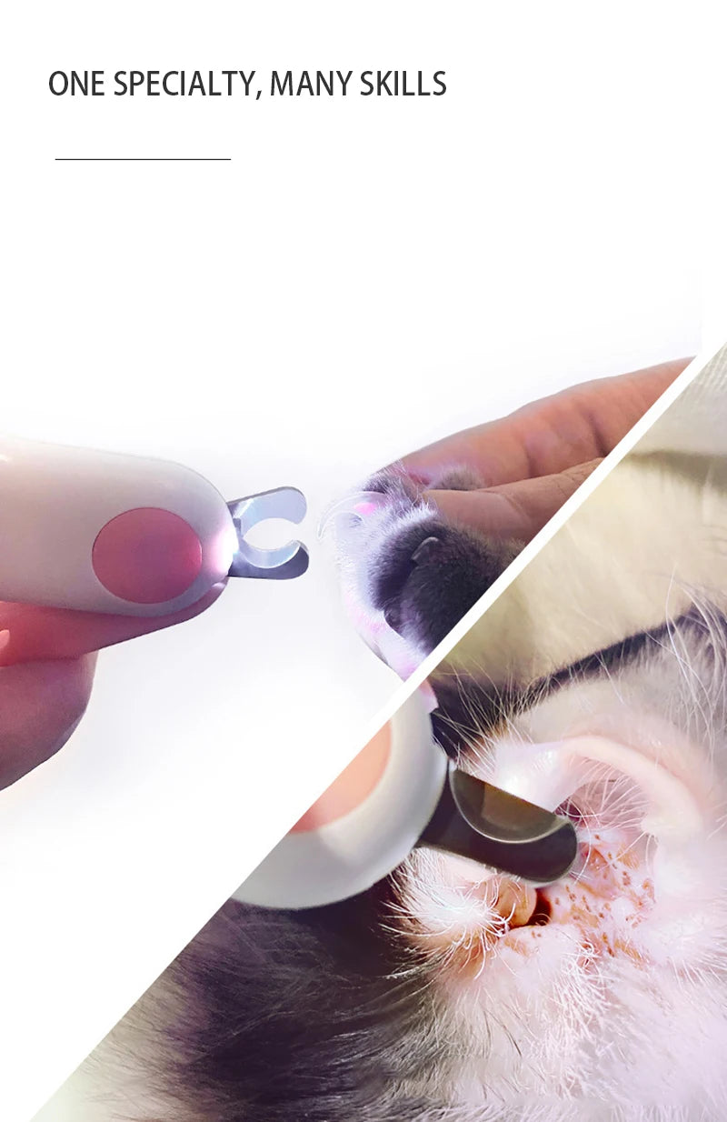 Coupe-ongles pour animaux de compagnie avec lumière LED de sécurité