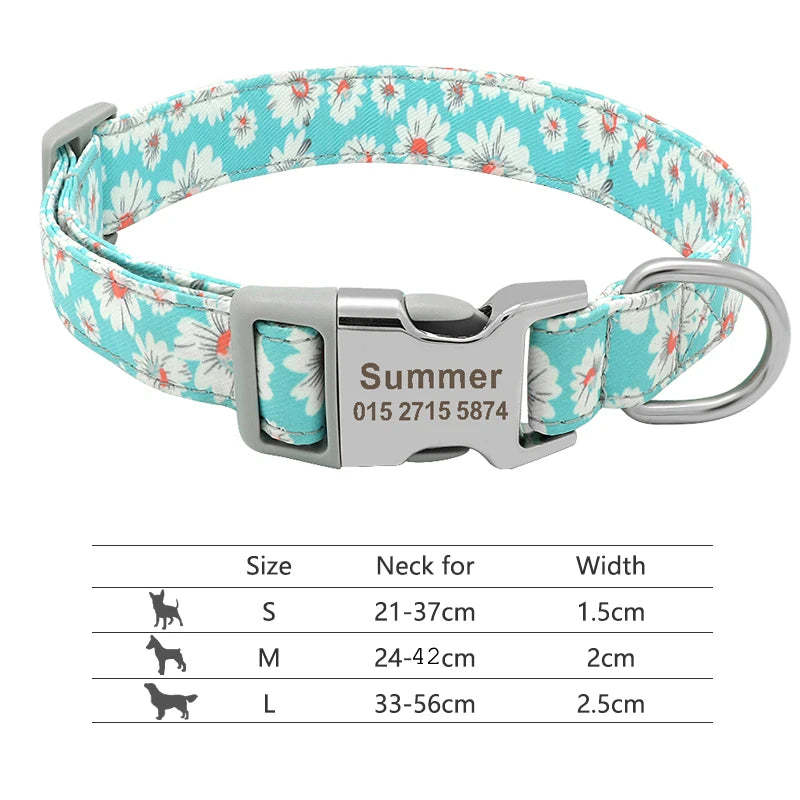 Personalisierte Nylon-Hundehalsband mit graviertem ID-Plättchen