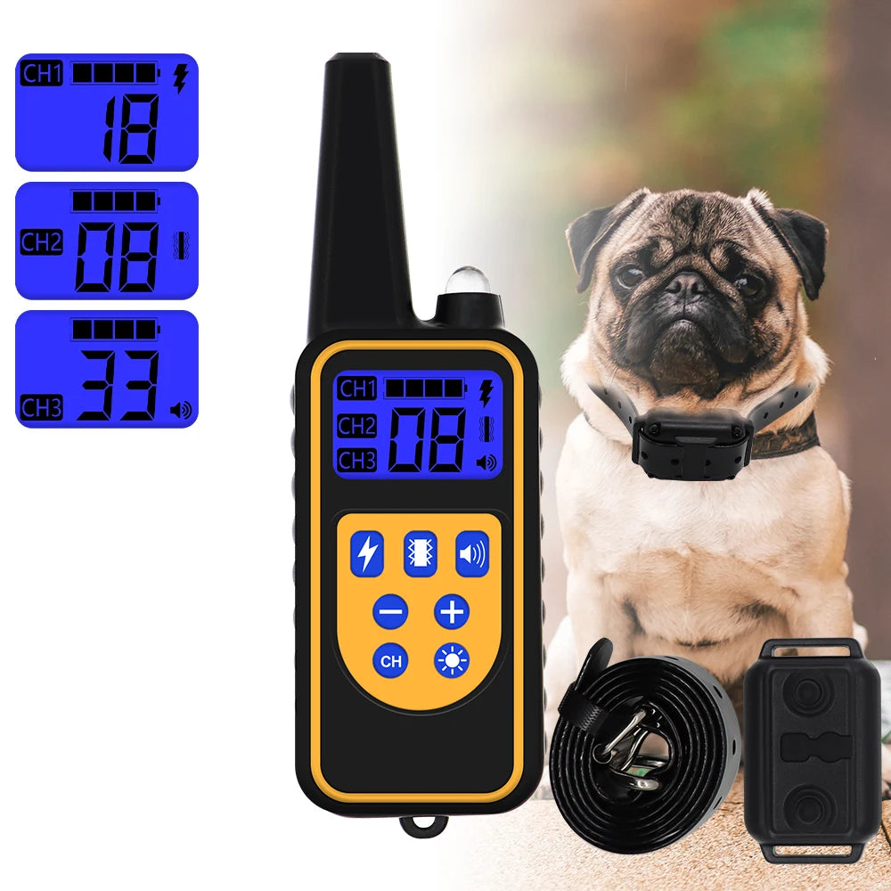 Rechargeable Dog Training Collar with Remote – 800m Range, Waterproof