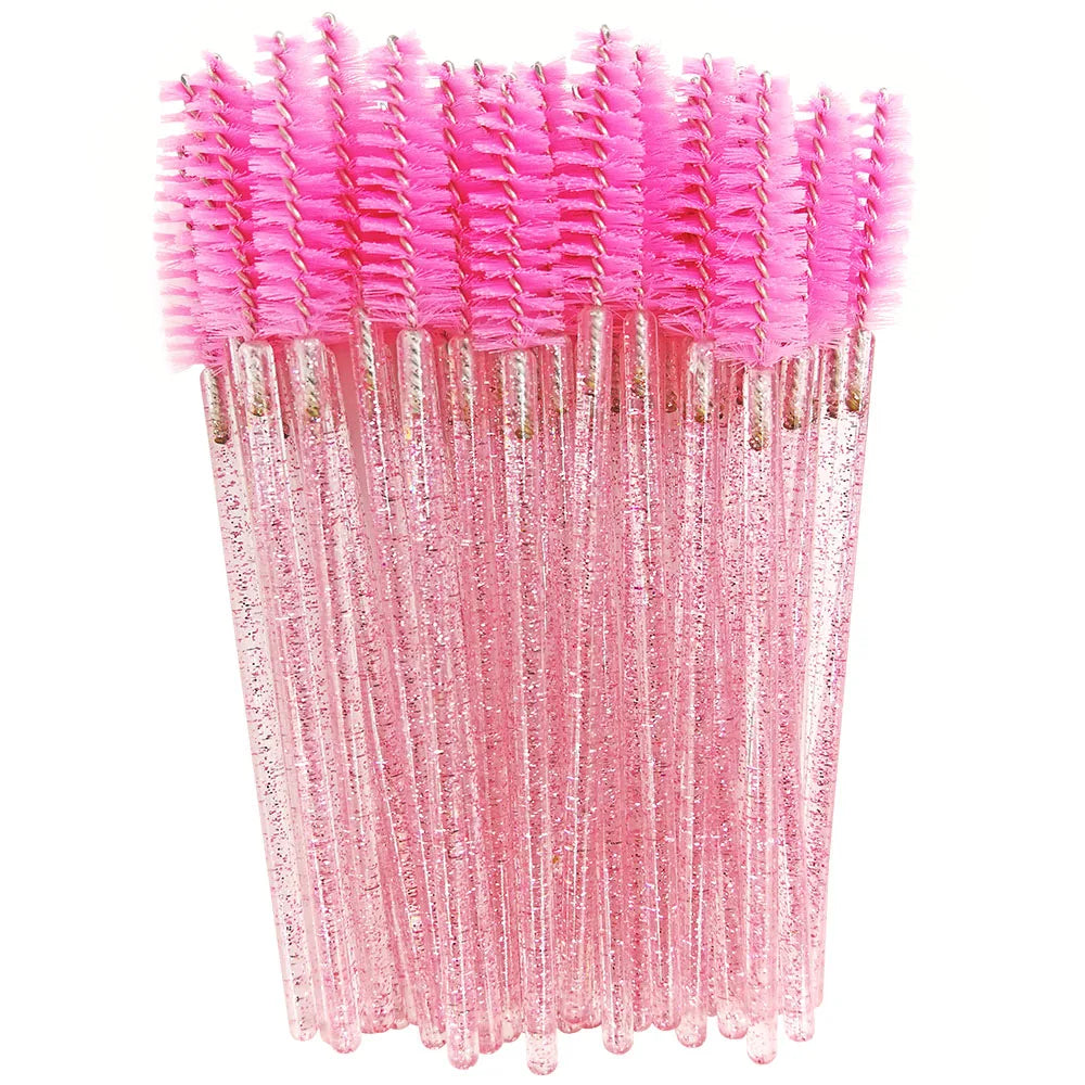 Disposable Eyelash Brushes (50-Pack) — Mascara Wand & Eyebrow Grooming Spoolies
