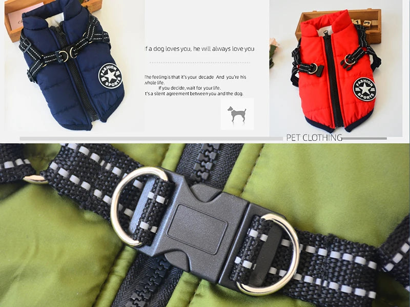 Waterproof Dog Jacket with Harness - Winter Coat for Dogs