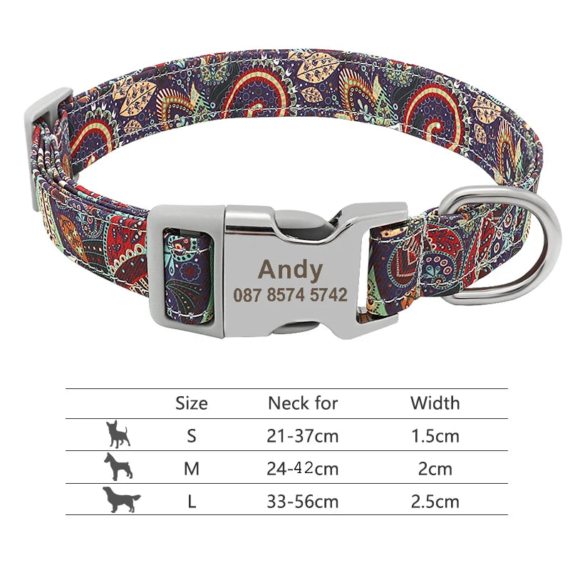 Personalisierte Nylon-Hundehalsband mit graviertem ID-Plättchen