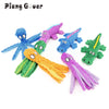 A collection of colorful, squishy, dinosaur-shaped toys for puppies.