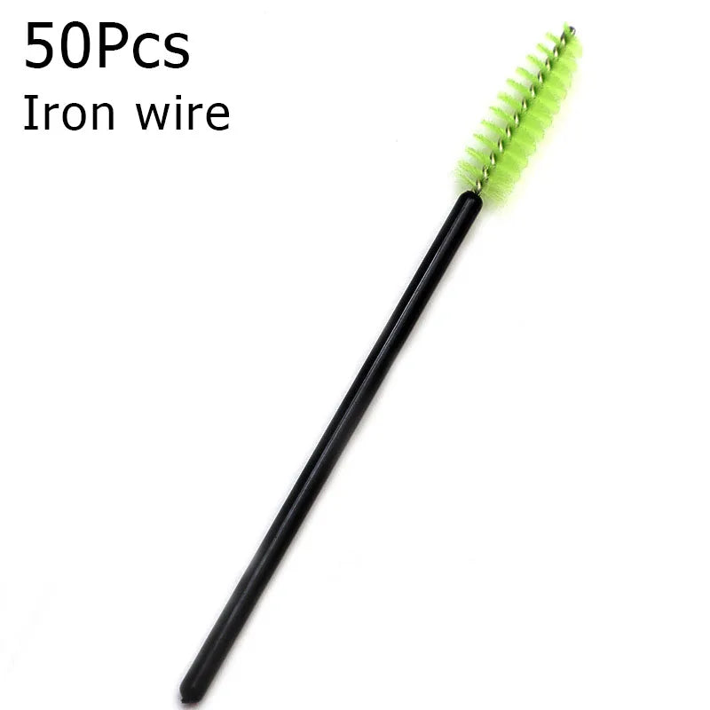 Disposable Eyelash Brushes (50-Pack) — Mascara Wand & Eyebrow Grooming Spoolies