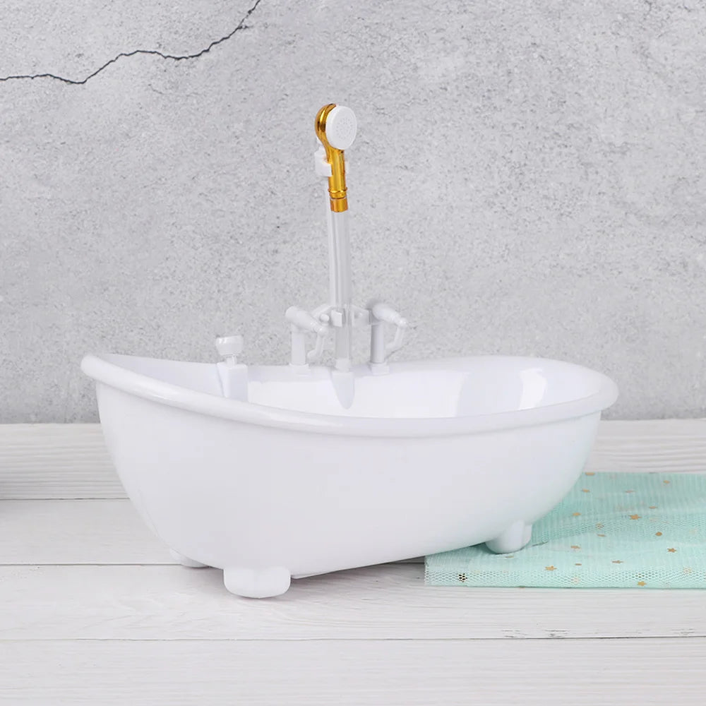 Miniature Bathroom Playset with Bathtub for Fashion Dolls