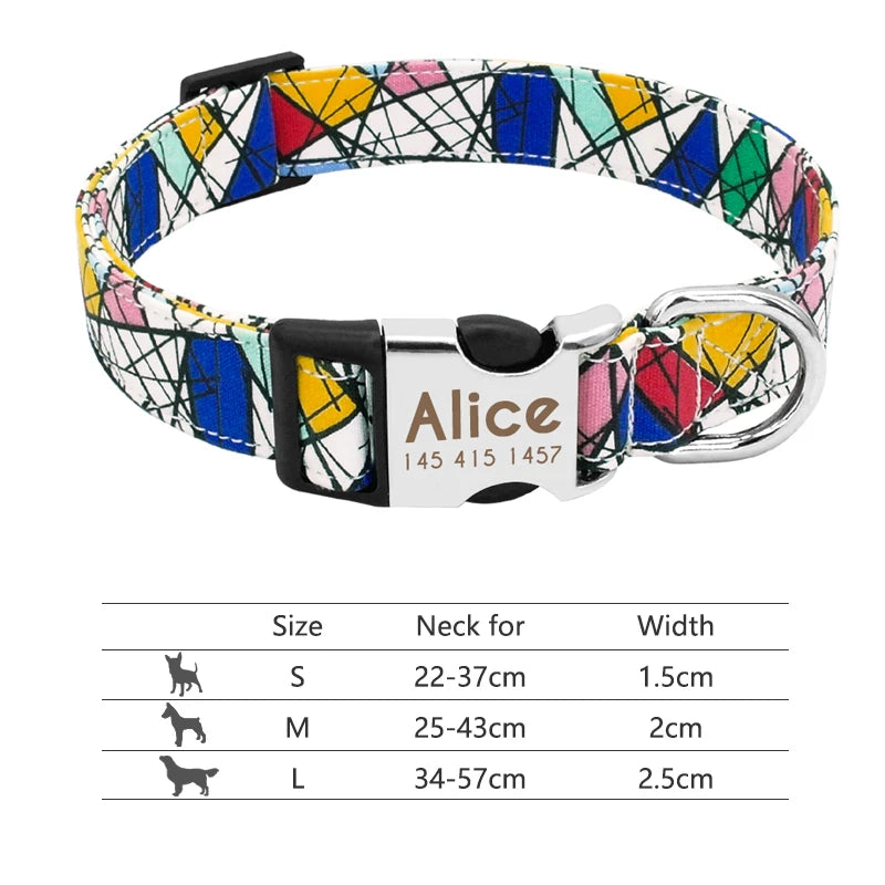 Personalisierte Nylon-Hundehalsband mit graviertem ID-Plättchen