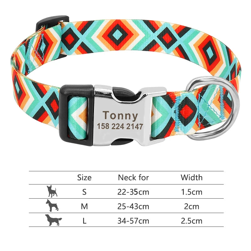 Personalisierte Nylon-Hundehalsband mit graviertem ID-Plättchen