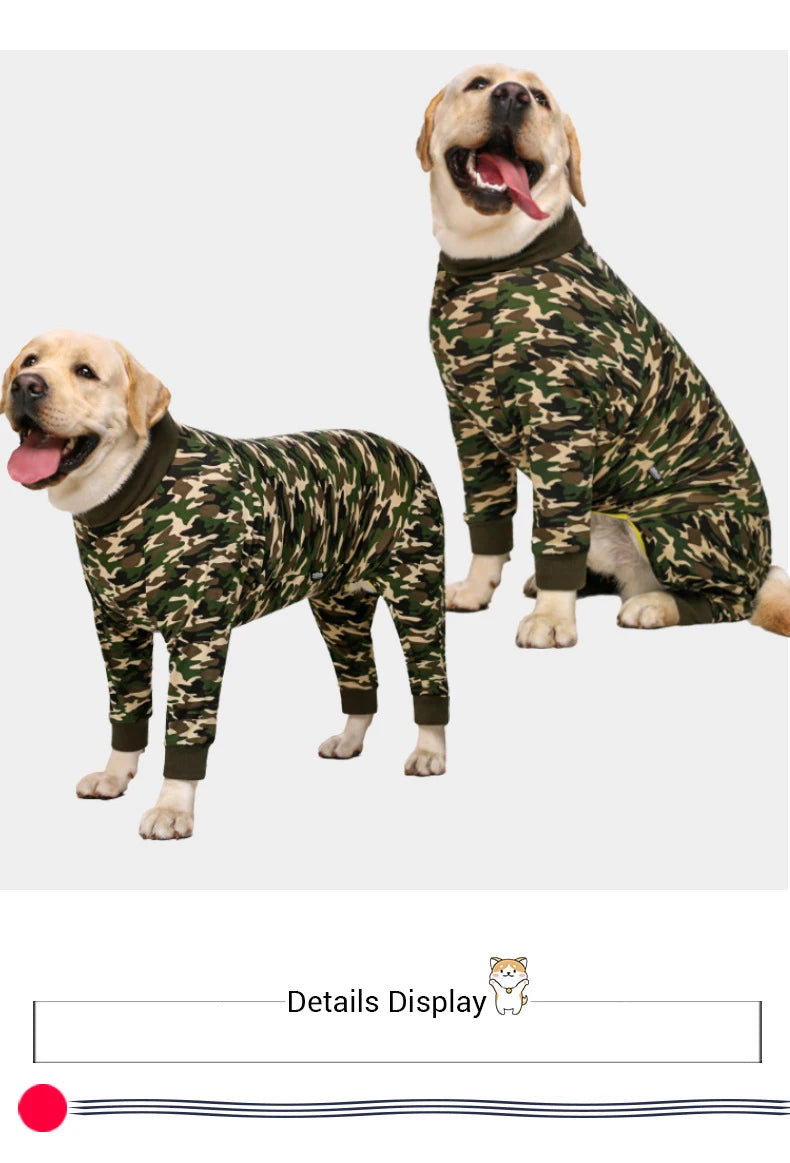 Soft Cotton Dog Pajamas Jumpsuit for Medium & Large Dogs