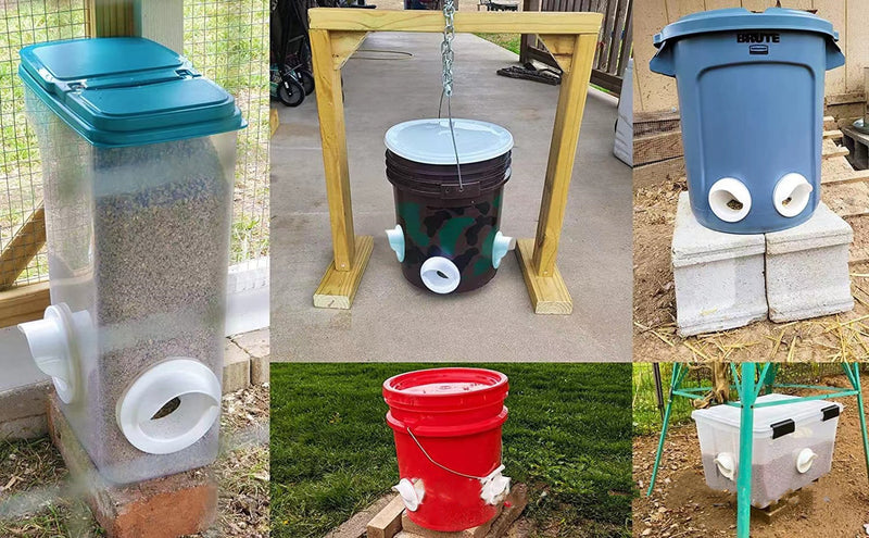 Automatic Gravity Poultry Feeder Kit - Rainproof DIY Port