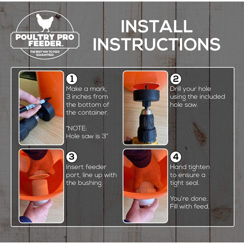 Automatic Gravity Poultry Feeder Kit - Rainproof DIY Port