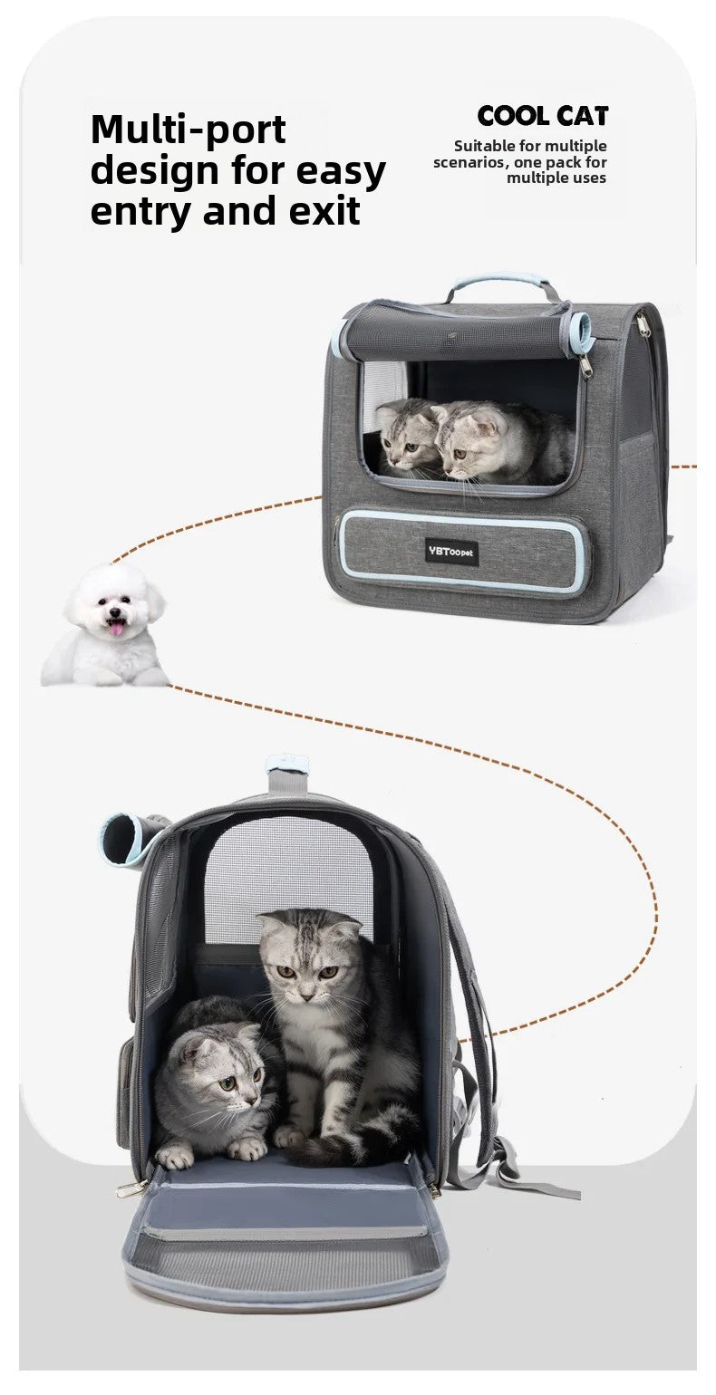 Foldable Pet Carrier Backpack for Cats and Small Dogs