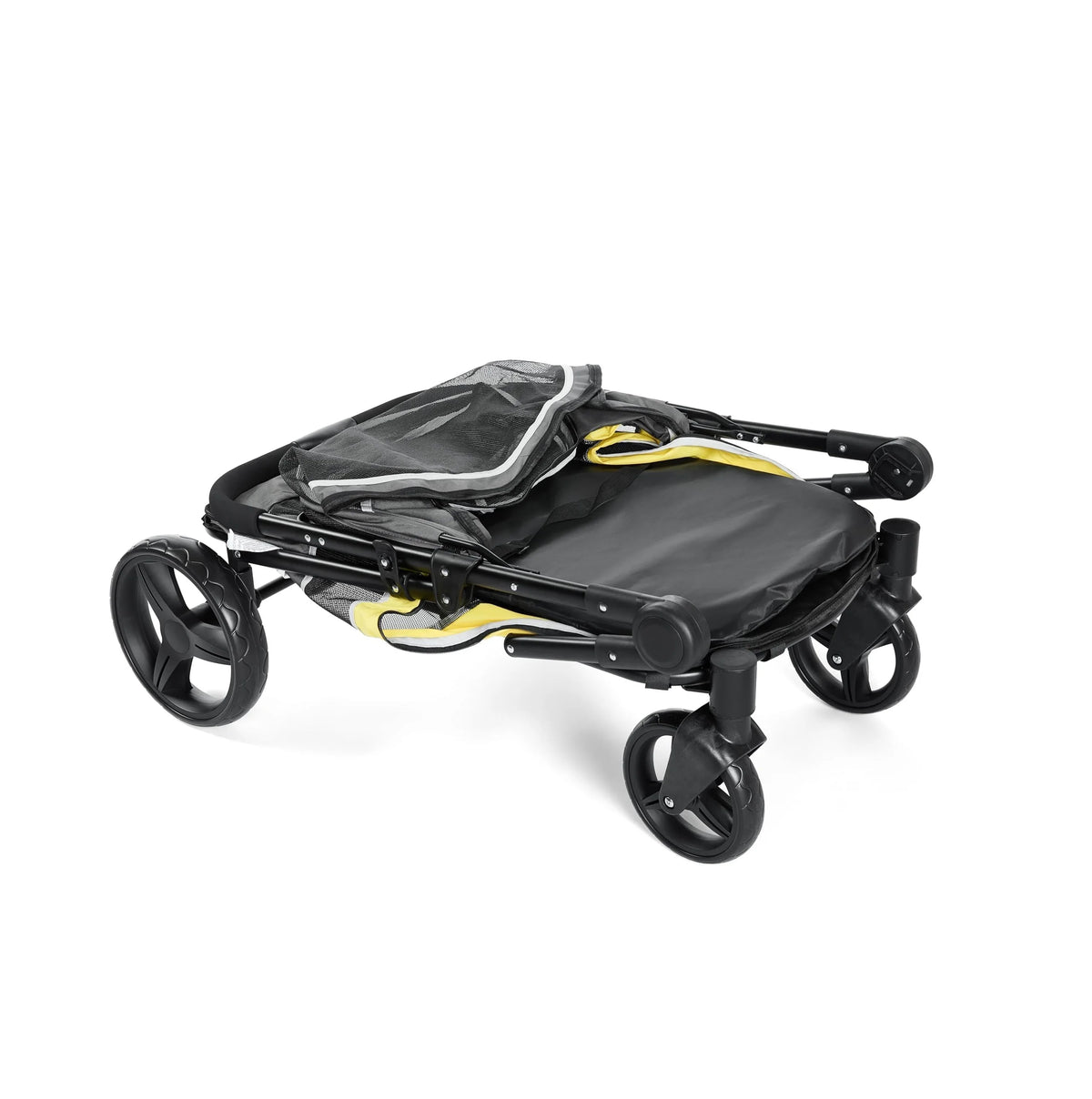 Black and yellow all-terrain dog stroller for large and medium pets
