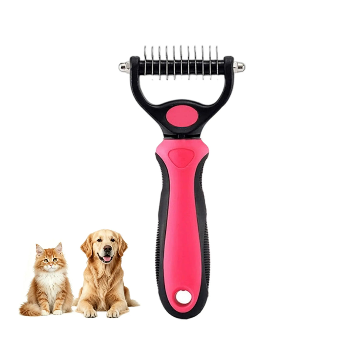 Dematting Comb for Dogs and Cats – Undercoat Rake for Long Hair, Tangles & Loose Fur