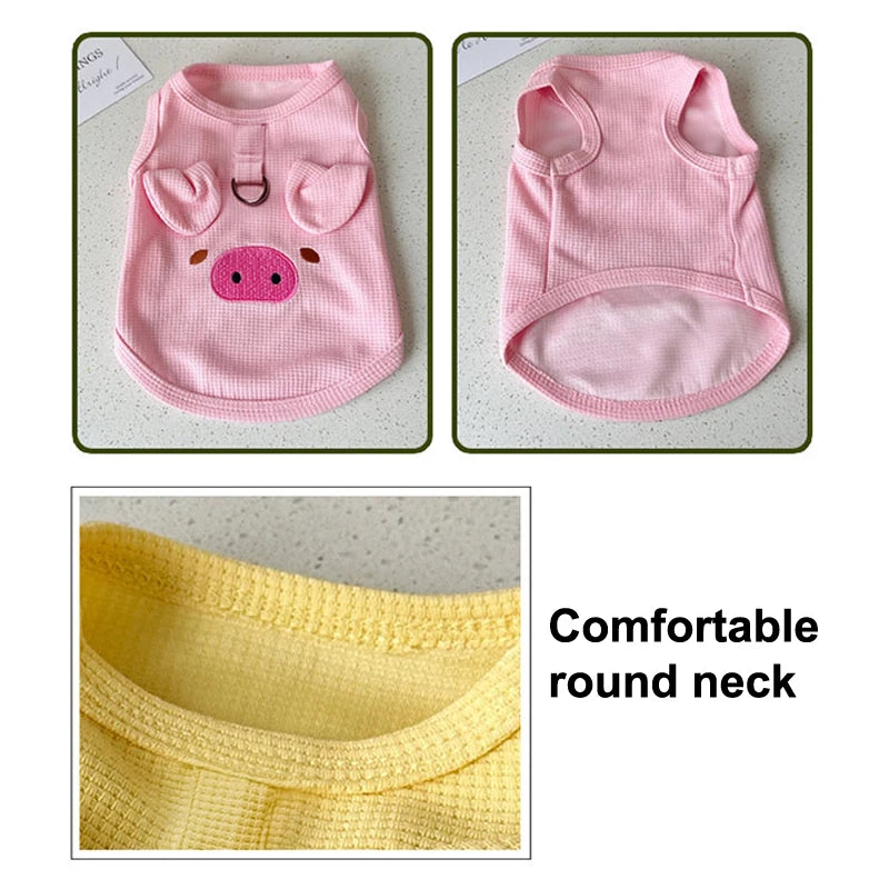 Waffle Knit Pet Vest with Leash Ring – Breathable Dog and Cat Shirt